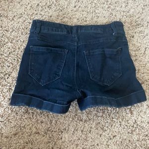 High waisted blue jean shorts